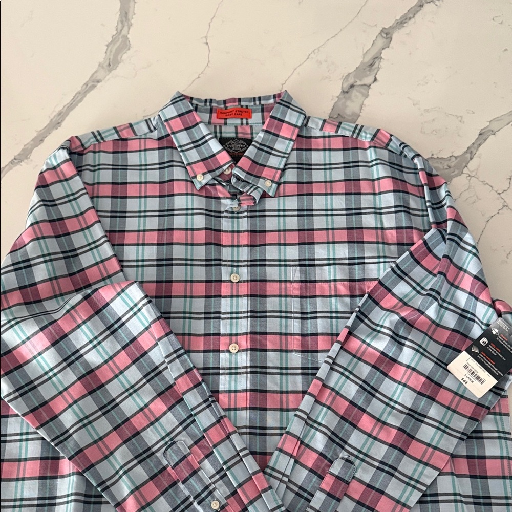 NEW! St. John’s Bay Casual Plaid Shirt in Pink and Blue
